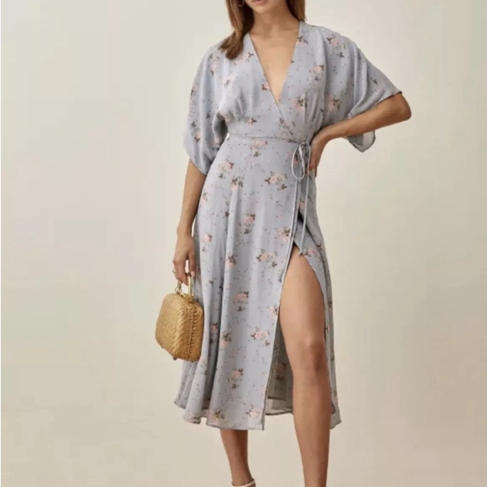 XL Reformation Karen Floral Midi Wrap Dress